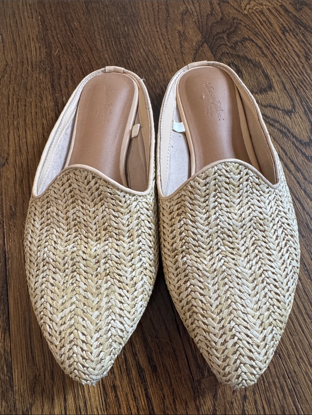 Universal Thread Woven Pointed-Toe Slip-On Mules in Natural, Size: 7.5